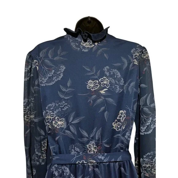 Vintage Ms Sugar Womens Sheath Dress L Ruffle Wrap Bodice Elastic Waist Fairy - Picture 6 of 8